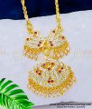 DLR123 - New Model White and Ruby Stone Swan Design Five Metal Dollar Chain For Women