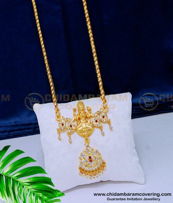 DLR124 - Latest Impon Lakshmi Pendant Chain Gold Covering Jewellery Online