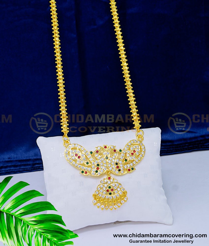 DLR126 - New Model Impon Dollar Chain Full Peacock Design Pendant Chain Collection for Wedding
