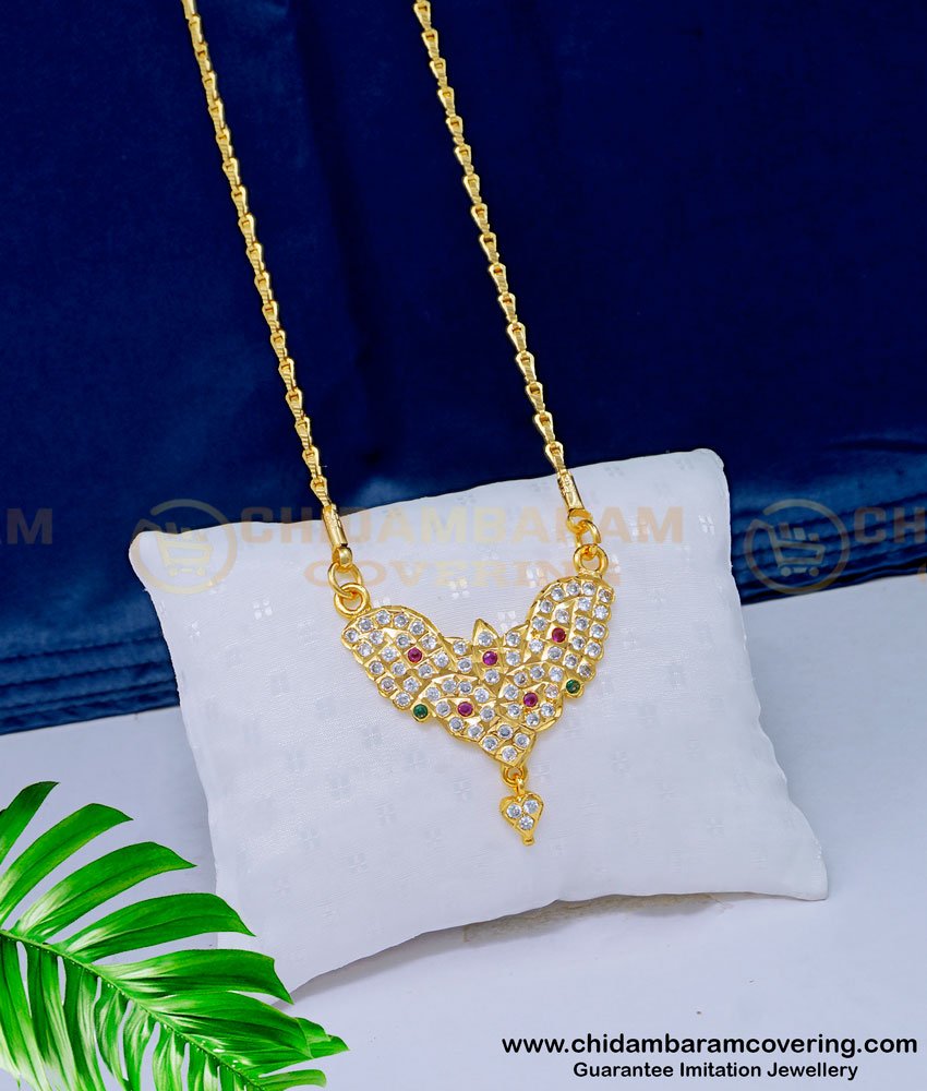 DLR133 - Latest Daily Wear Impon Multi Stone Dollar Chain for Women 