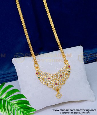 DLR134 - Impon Gold Design One Gram Gold Daily Wear Multi Stone Dollar Chain Online