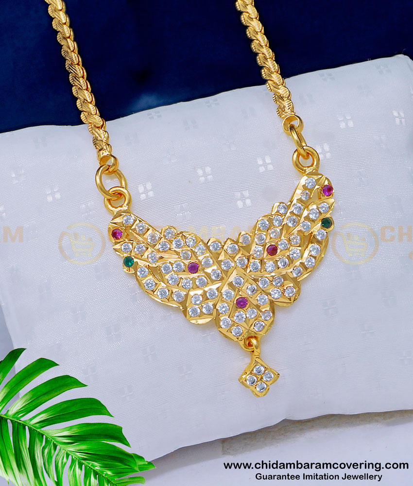 DLR134 - Impon Gold Design One Gram Gold Daily Wear Multi Stone Dollar Chain Online