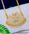DLR138 - Traditional Impon Gold Swan Design Stone Dollar With 24 Inches Long Chain Gold Plated Jewellery