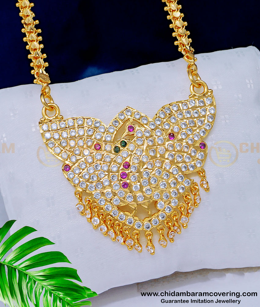 DLR139 - New Model Impon Ad Stone Peacock Design Best Quality Guaranteed Pendant with Chain 
