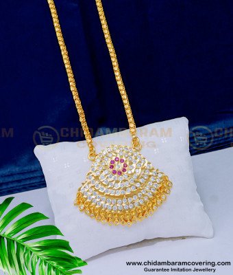 DLR140 - Latest Gold Design First Quality Impon Stone Dollar Chain Design for Women 