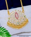 DLR141 - Impon Ad Stone Lotus Design Big Dollar with Gold Plated Chain for Women 