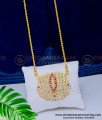 DLR142 - Impon Panchaloha White and Pink Stone Thamarai Poo Dollar Chain for Wedding