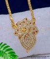 DLR144 - Latest Peacock Design Impon Pendant White and Ruby Stone Impon Dollar Chain 