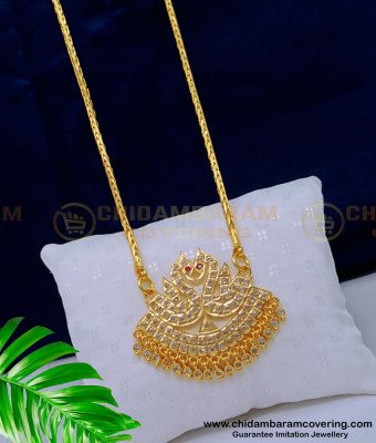 DLR163 - Traditional Impon Jewellery Swan Design Pendant with Long Chain for Ladies