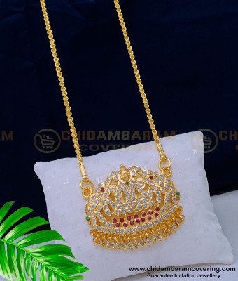DLR164 - Impon First Quality Stone Gajalakshmi Pendant Design with Long Chain for Ladies