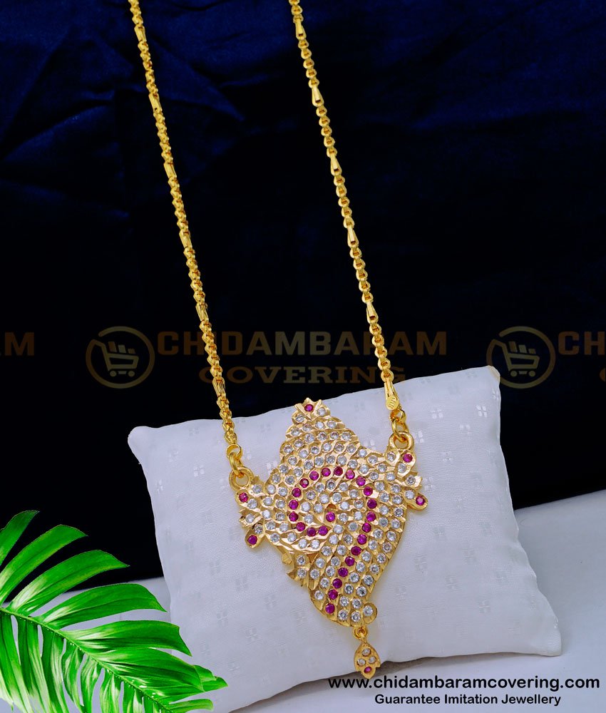 DLR165 - Traditional Impon Sangu Design Pendant with Chain One Gram Gold Jewellery