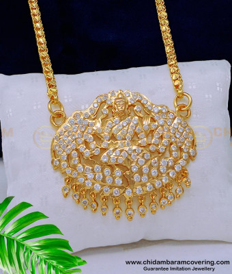 DLR172 - Five Metal First Quality White Stone Gajalakshmi Design Dollar Chain for Women