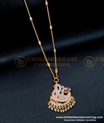 DLR182 - Beautiful Peacock Design Impon Stone Pendant with Chain