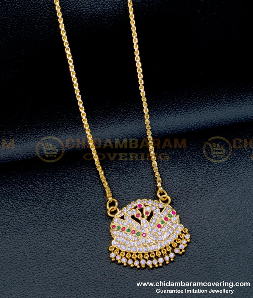 DLR183 - Traditional Impon Jewellery Swan Design Stone Dollar Chain 