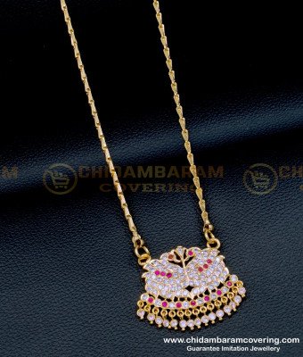 DLR184 - Attractive White and Pink Stone Women Impon Swan Dollar Chain