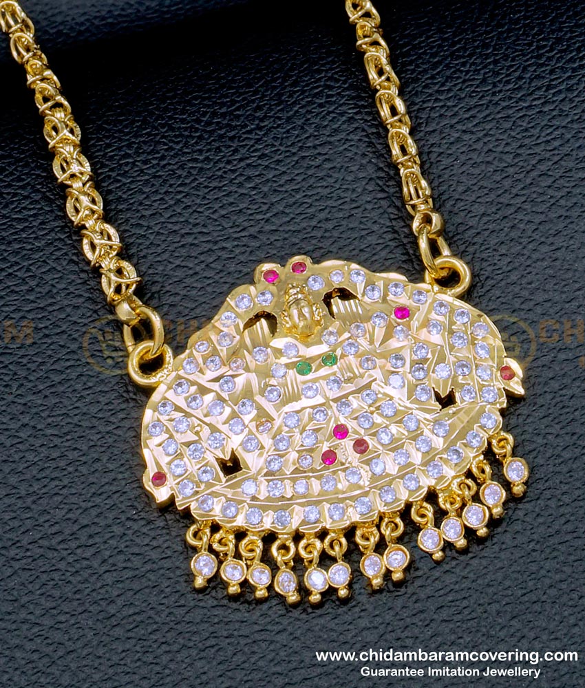 DLR186 - Best Quality Multi Stone Impon Gajalakshmi Dollar Chain for Ladies