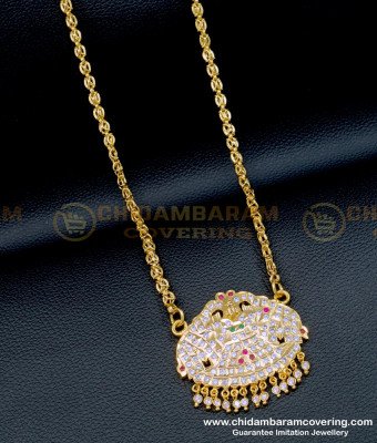 DLR186 - Best Quality Multi Stone Impon Gajalakshmi Dollar Chain for Ladies