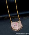 DLR189 - Impon White and Ruby Stone Big Lotus Design Dollar Chain for Ladies