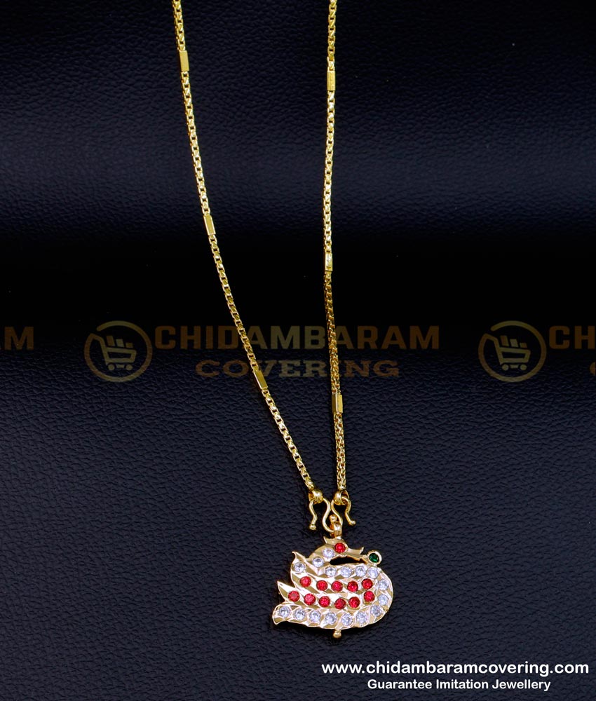 DLR194 - Simple Daily Use Impon Swan Pendant Chain for Ladies