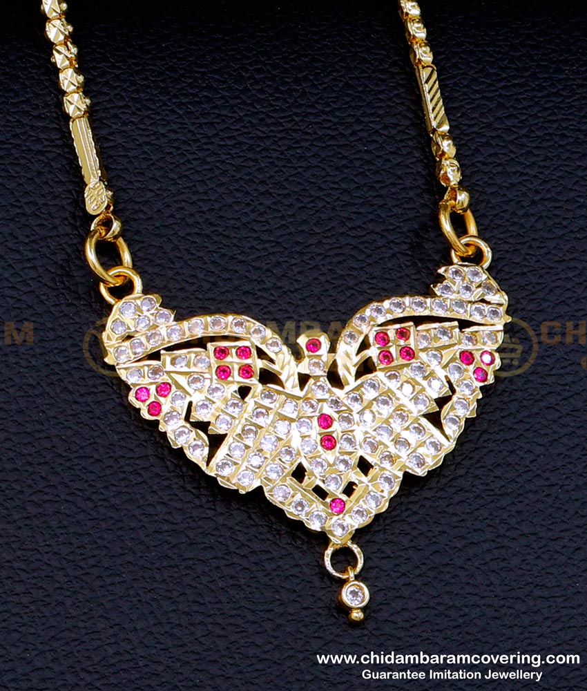 DLR200 - 30 Inches Long Chain with Stone Dollar Impon Jewellery Online 