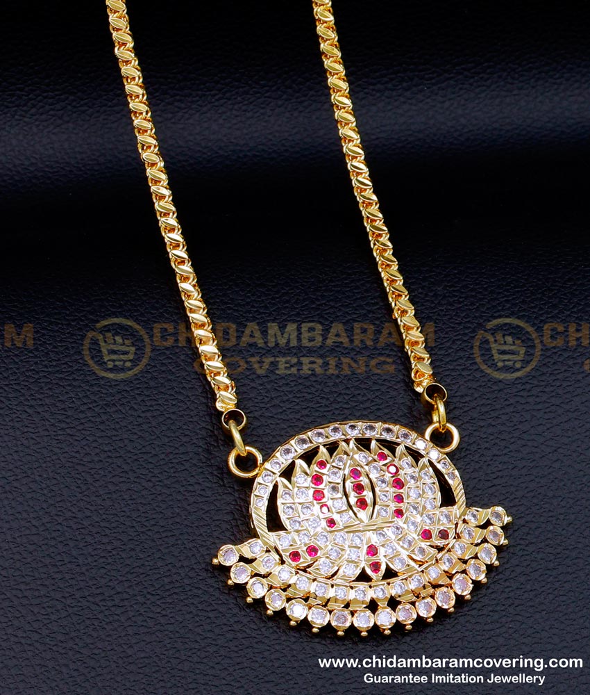DLR204 - Impon Lotus Design Stone Dollar with Leaf Cutting Chain Online 