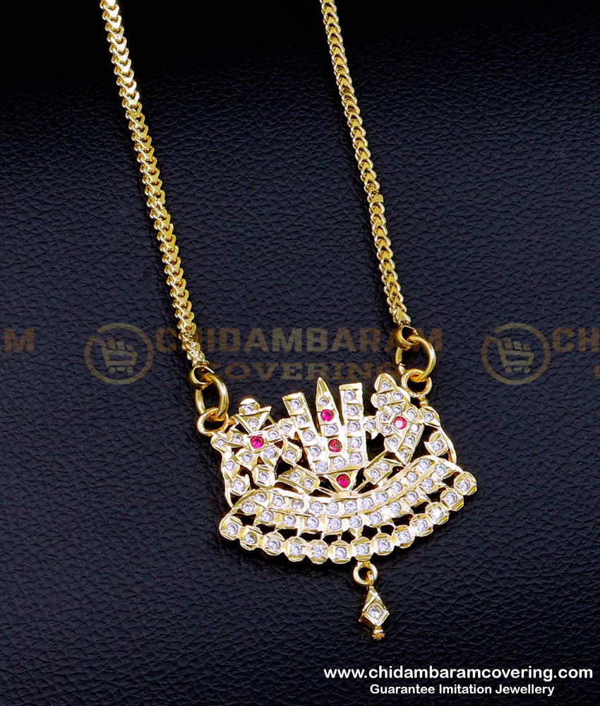 DLR206 - Impon Stone Sangu Sakkaram Namam Pendant with Chain Online 