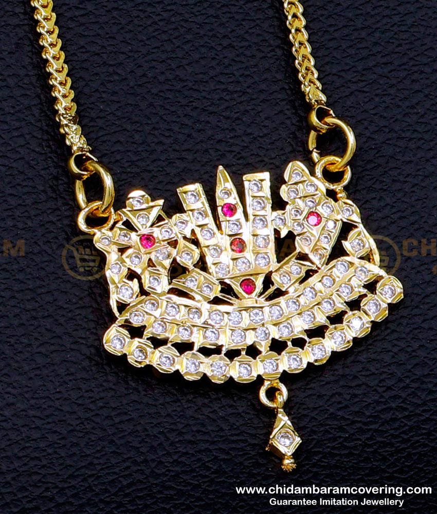DLR206 - Impon Stone Sangu Sakkaram Namam Pendant with Chain Online 