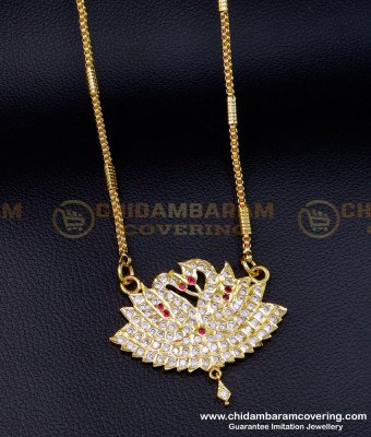DLR208 - Impon Jewellery Swan Pendant with Long Chain for Ladies 