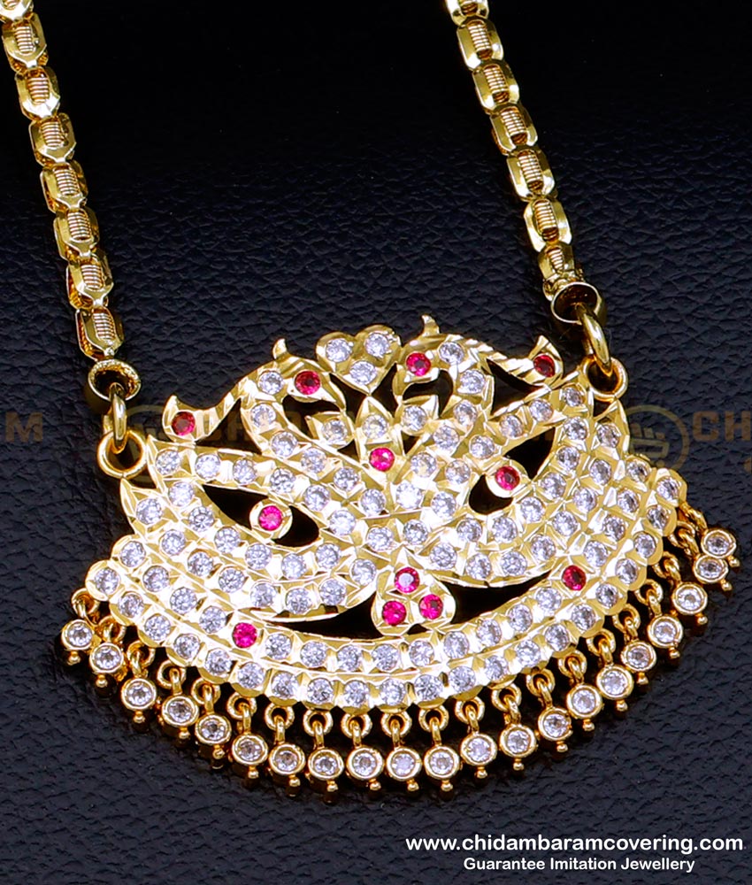 DLR210 - Impon Swan Pendant Traditional Stone Dollar Chain Designs