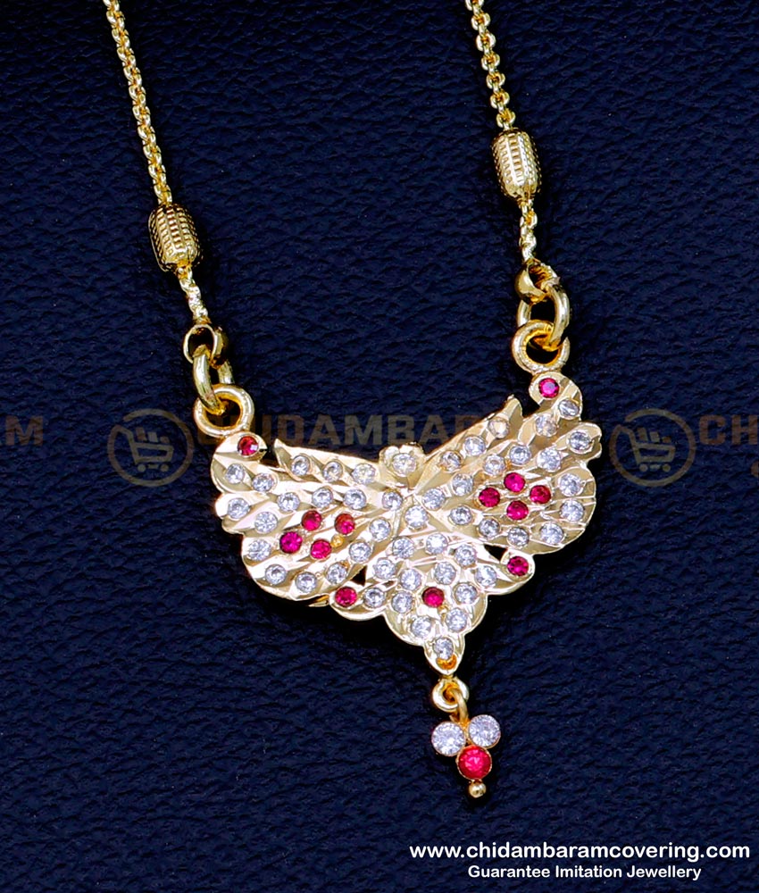 DLR217 - 1 Gram Gold Plated Impon Dollar Chain Designs for Ladies