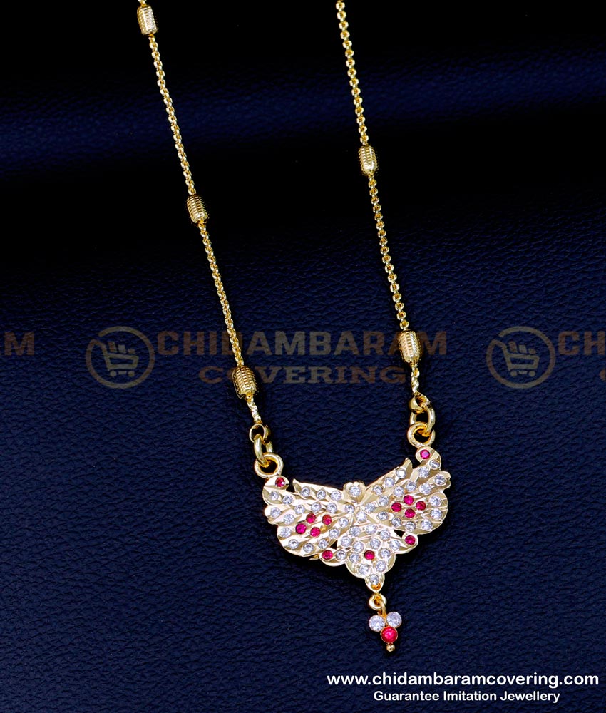 DLR217 - 1 Gram Gold Plated Impon Dollar Chain Designs for Ladies