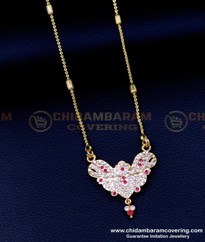DLR218 - Latest Daily Use Impon Pendant Gold Plated Long Chain Online