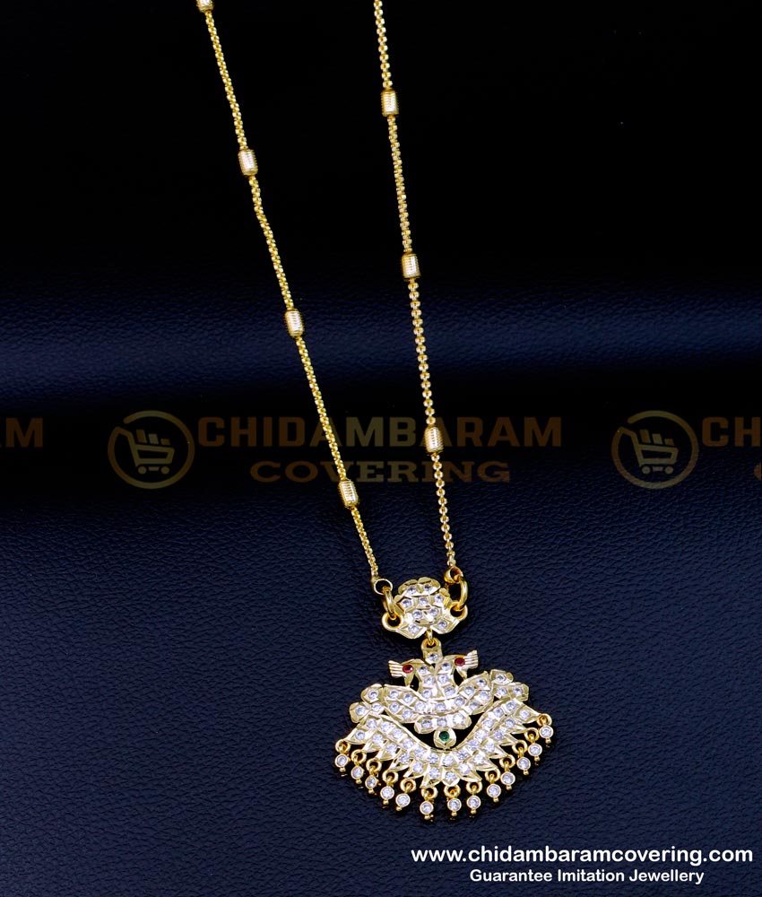 DLR226 - Impon 5 Metal Jewellery Peacock Design Pendant Chain Online 