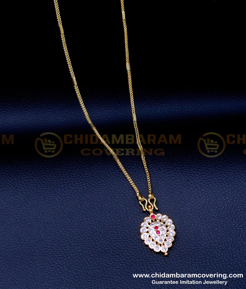 DLR230 - Impon Small Leaf Pendant with Gold Chain Design for Women 