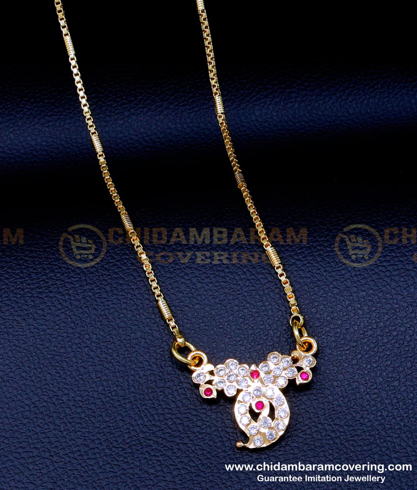 DLR235 - Gold Design Impon Pendant Design with Long Chain for Women