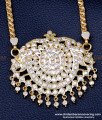DLR245 - Latest Impon White Stone Pendant Designs with Long Chain Design