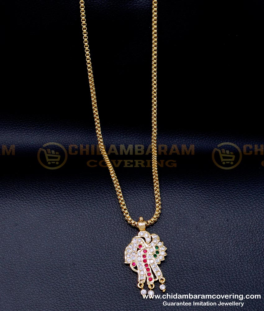 DLR250 - Peacock Design Impon Stone Dollar with Long Chain Online