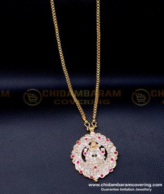 DLR251 - Impon Daily Use Stone Lakshmi Dollar Chain for Women