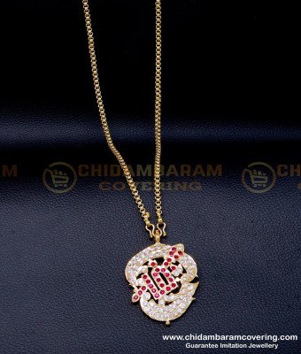 DLR252 - Impon Gold Plated Om Dollar with Vel Pendant Chain