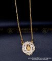 DLR254 - Gold Look White Stone Gold Lakshmi Dollar Chain Designs