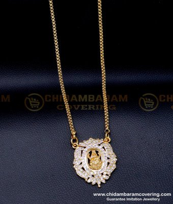 DLR254 - Gold Look White Stone Gold Lakshmi Dollar Chain Designs