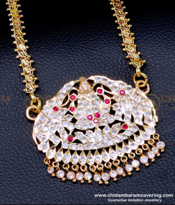 DLR256 - Impon Stone Gajalakshmi Dollar Designs with Long Chain