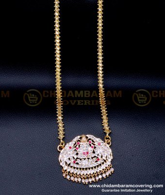 DLR256 - Impon Stone Gajalakshmi Dollar Designs with Long Chain
