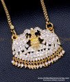 DLR257 - White Stone Gajalakshmi Pendant Long Chain with Dollar