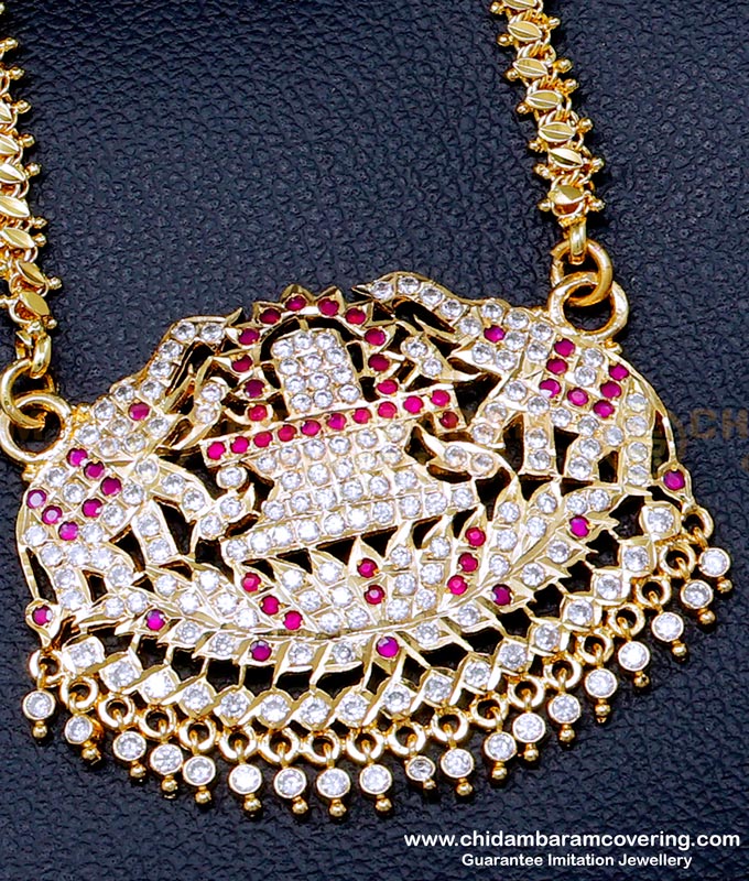 DLR258 - Impon Big Gajalakshmi Pendant Design Chain Design for Women