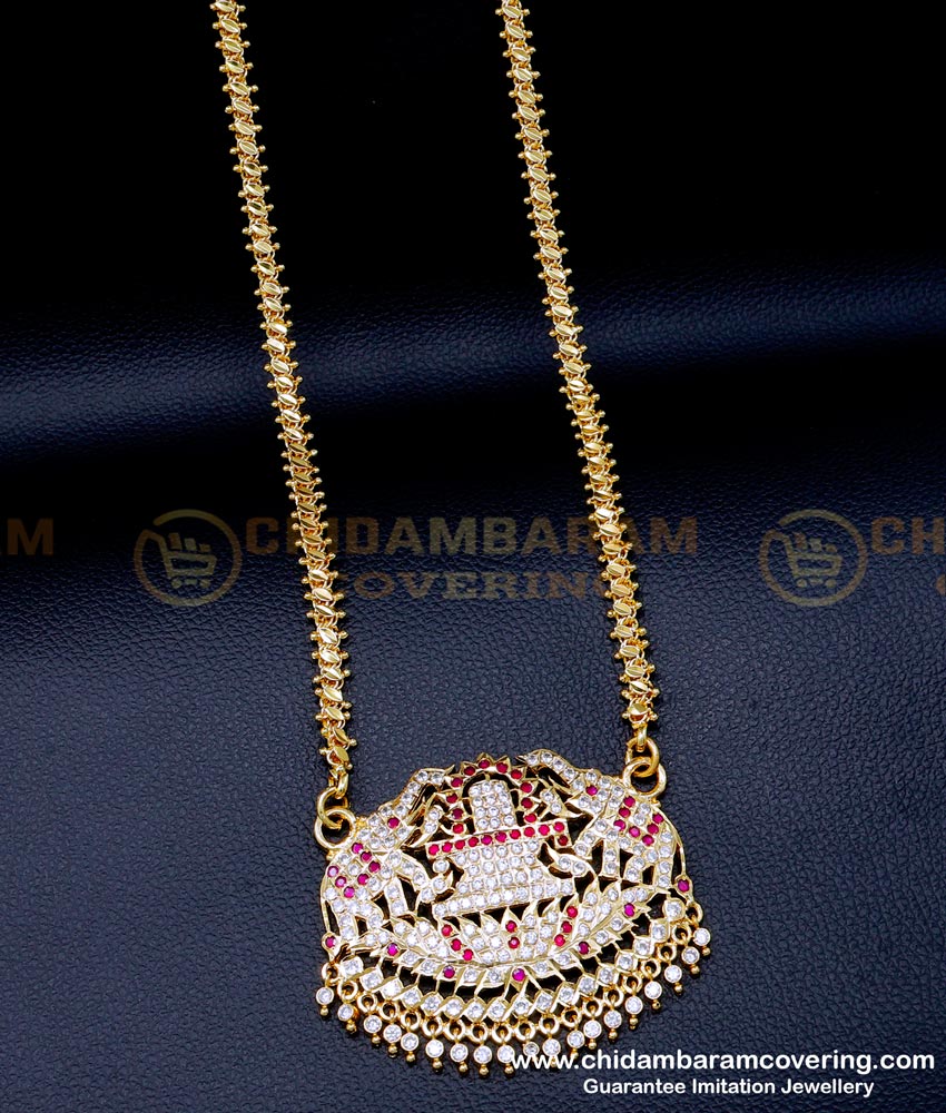 DLR258 - Impon Big Gajalakshmi Pendant Design Chain Design for Women