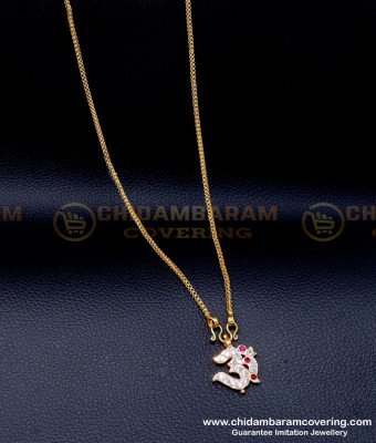 DLR260 - 18 Inches Short Chain with Impon Stone Om Dollar Design