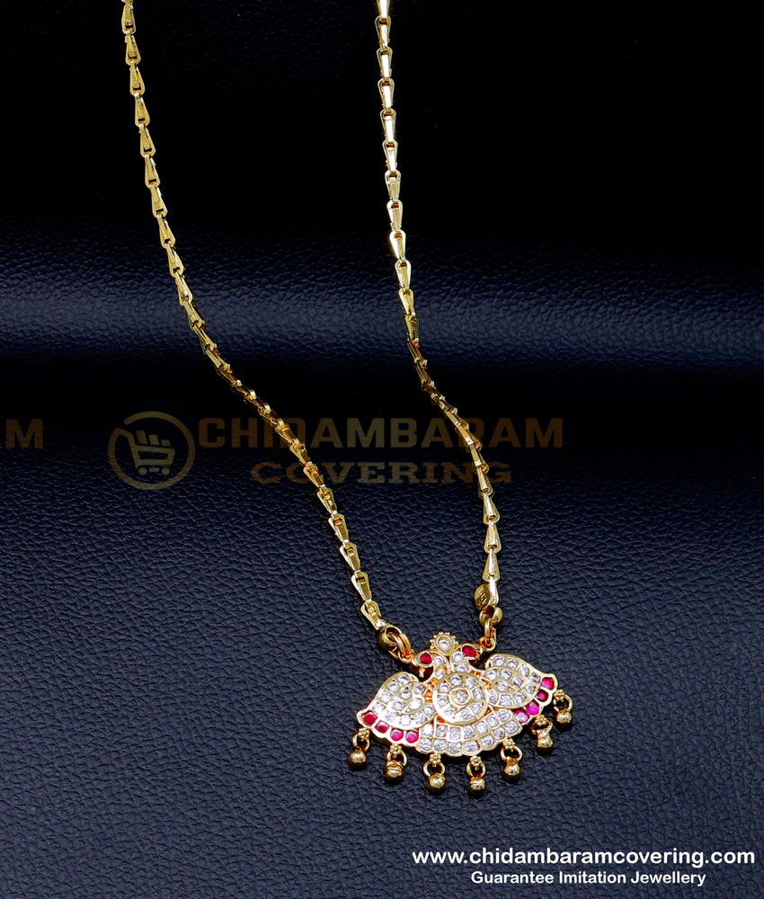 DLR261 - Simple Impon Stone Gold Pendant New Model Dollar Chain