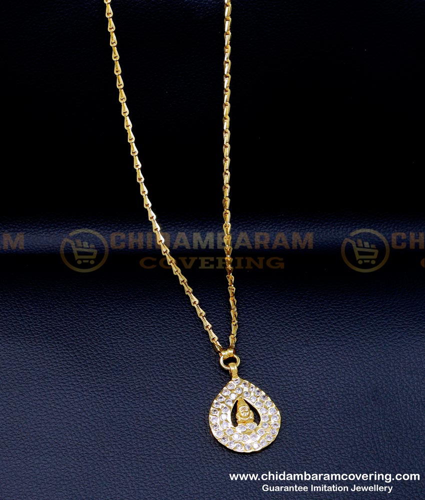 DLR264 - Gold Design White Stone Daily Wear Impon Dollar Chain 