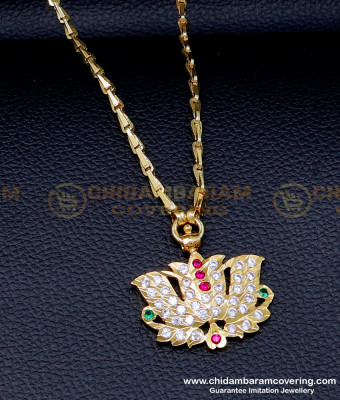 DLR265 - Latest Lotus Design Impon Pendant Chain Gold Model